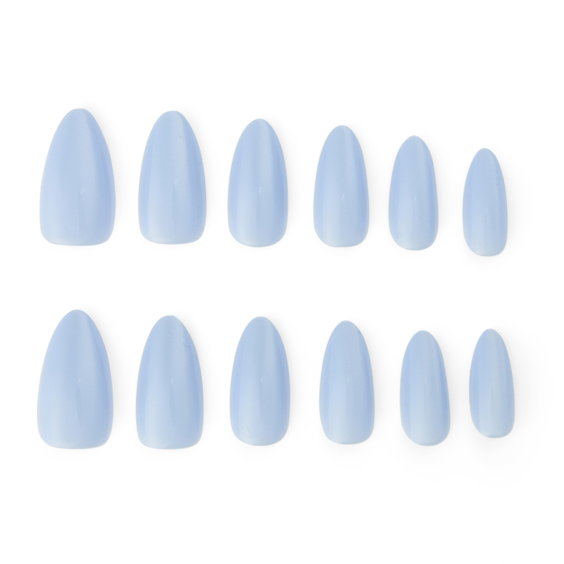 ATE Press On Nails Blue Mood S/M, herbruikbare nepnagels in medium amandelvorm