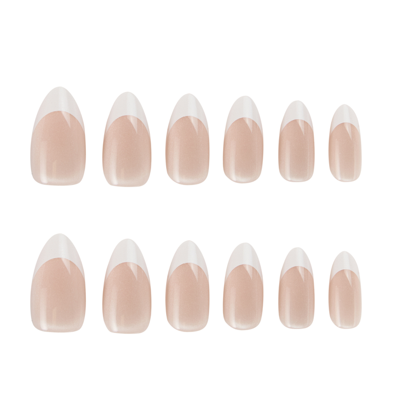 ATE Press On Nails Quiet Luxury M/L, set van 12 medium amandelvormige nepnagels