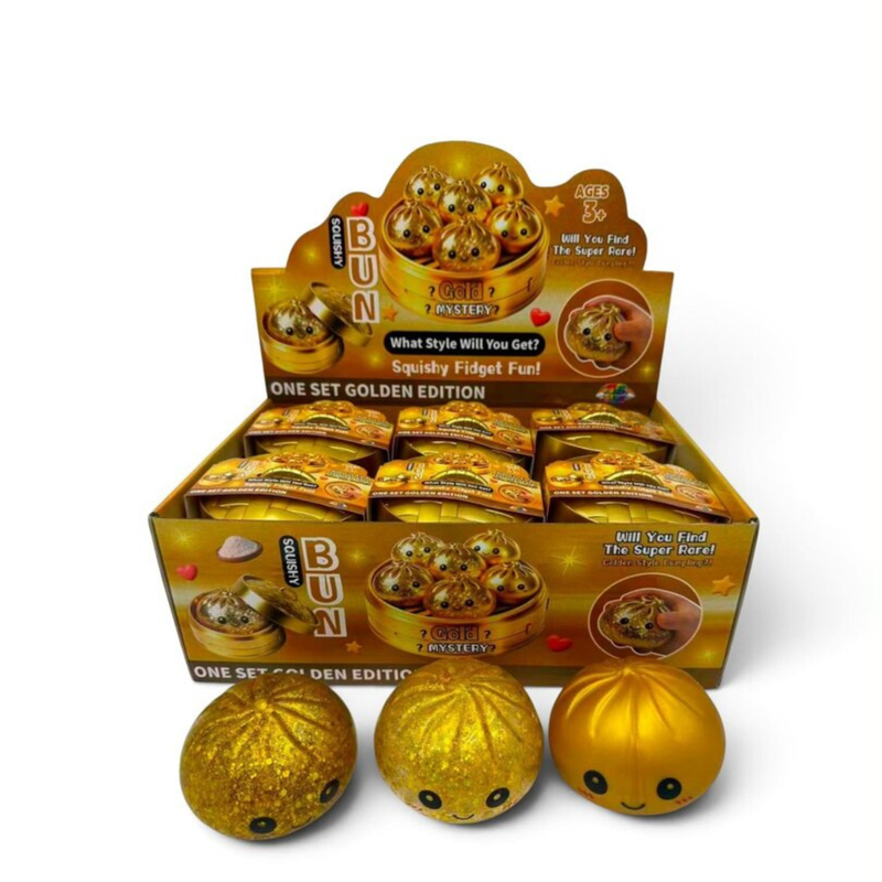 Mystery Dumpling Squishy Gold Edition, losse dumpling squishies in goudtinten