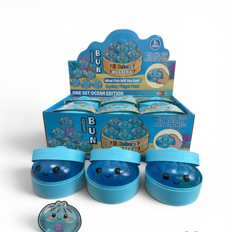 Mystery Dumpling Squishy Ocean Edition, losse dumpling squishies in oceaankleuren