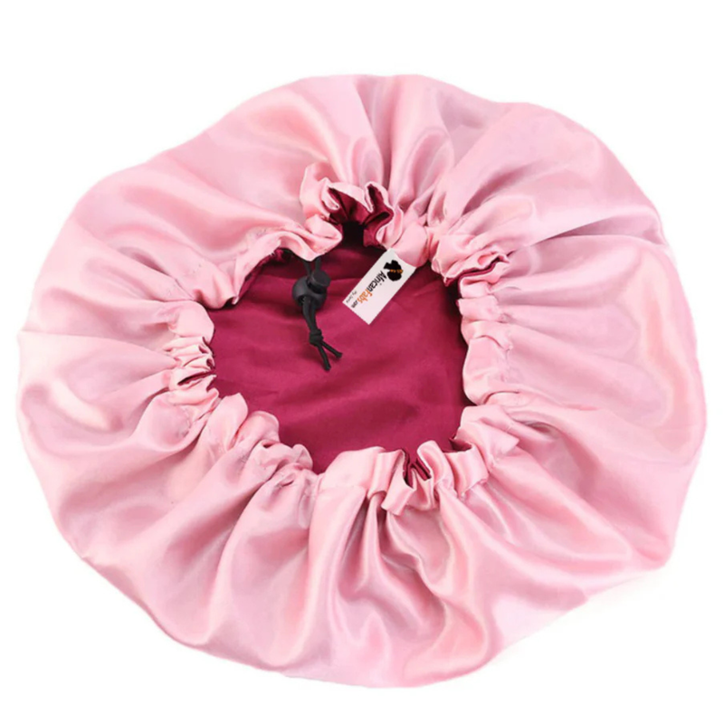 African Fabs Red Satin Hair Bonnet Reversable