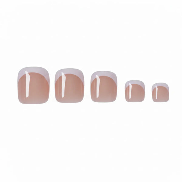 Boozyshop 30 pcs Press On Toe Nails French Manicure