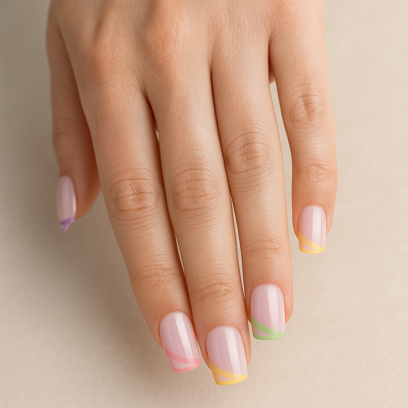 Boozyshop Press On French Nails Triangle Multicolor