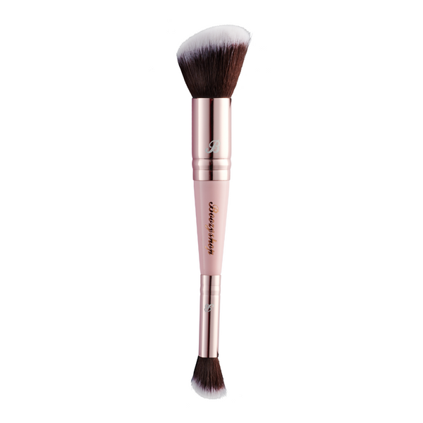 Boozyshop Soft Pink and Gold Contour and Blush Duo Brush
