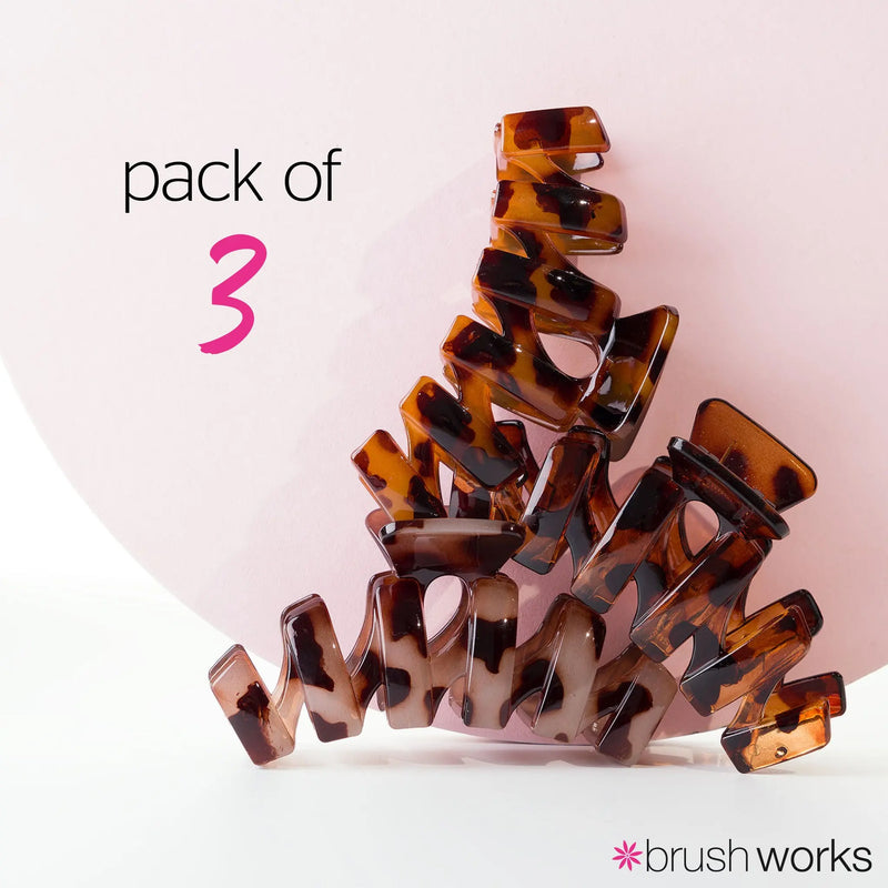 Brushworks Tortoiseshell Claw Clips 3 Pack