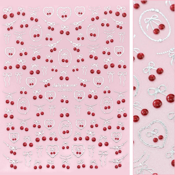 Daily Charme 3D Embossed Nail Art Sticker Cherry Crush
