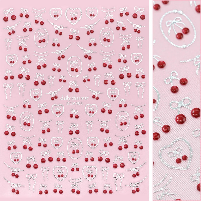 Daily Charme 3D Embossed Nail Art Sticker Cherry Crush