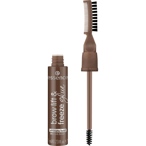 Essence Brow Lift & Freeze Glue 04 Dark Brown, wenkbrauwgel voor kleuring en fixatie