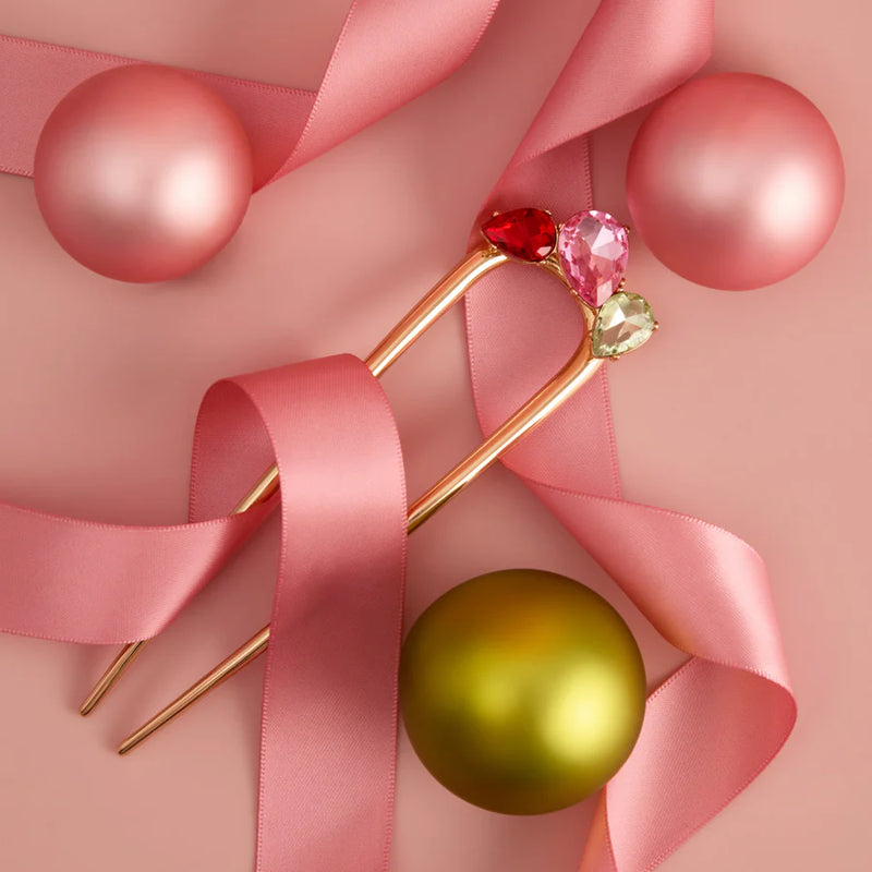 Kitsch Holiday Metal Gemstone French Hair Pin