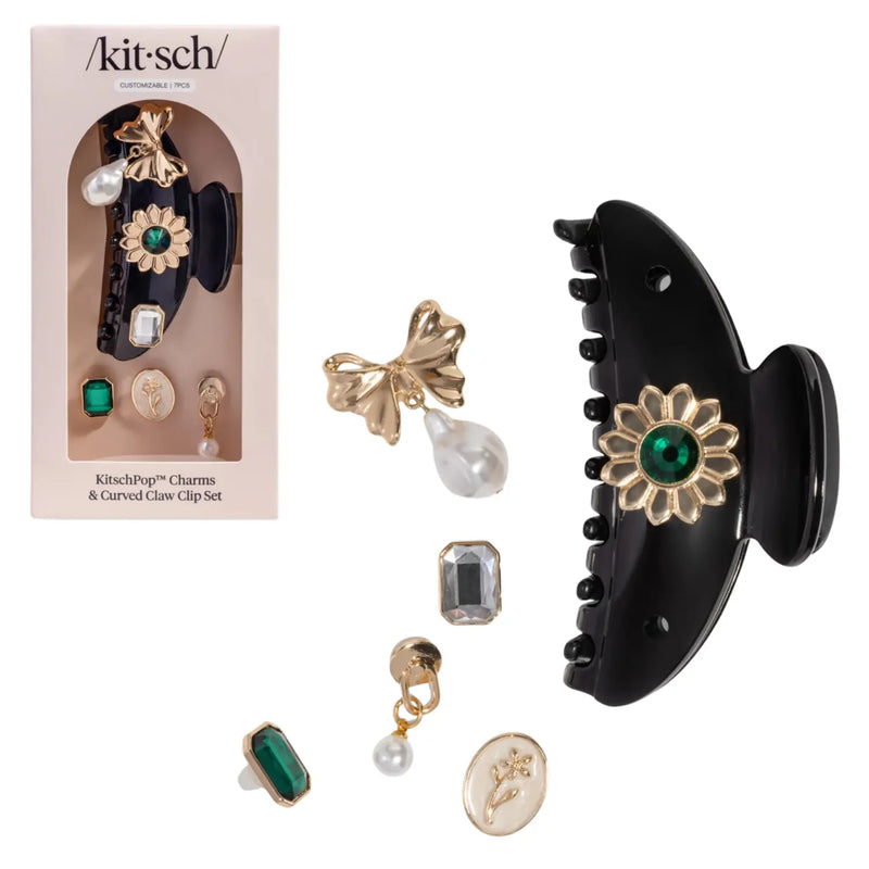 Kitsch KitschPop Charms & Curved Claw Clip Set Vintage Black
