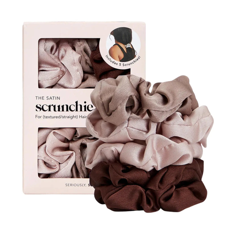 Kitsch Satin Sleep Scrunchies 5pc Set Cameo