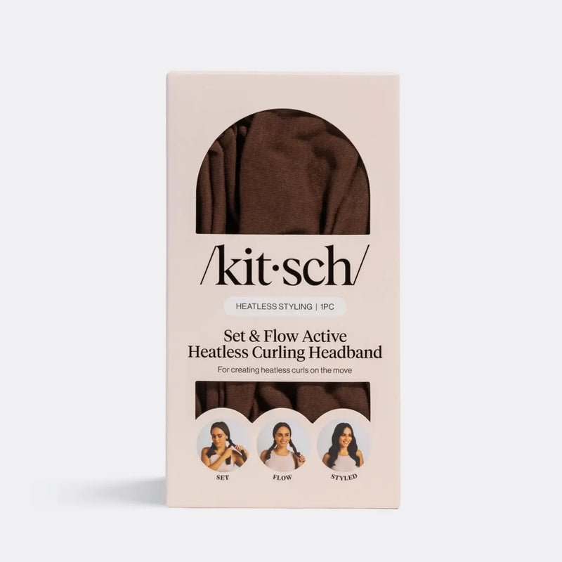 Kitsch Set & Flow Heatless Curling Headband Chocolate Brown