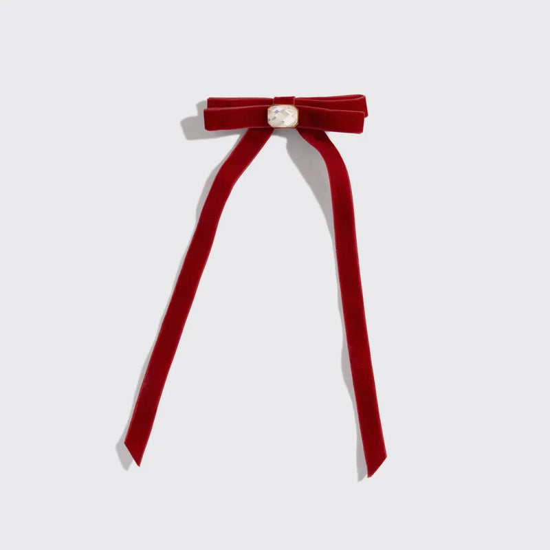 Kitsch Velvet & Gemstone Bow Hair Clip