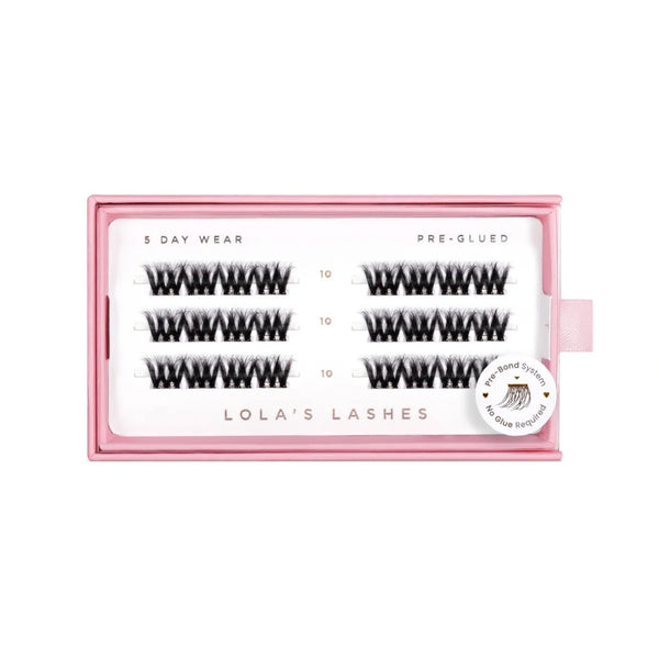 Lola's Lashes Pre-glued Lashes Bold Definition 10mm, voorgelijmde wimperclusters voor volume.