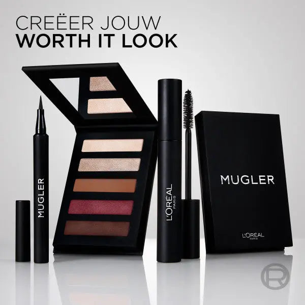 L'Oréal Paris x Mugler Spectrum Eyeshadow Palette Nude, een oogschaduwpalette met warme neutrale tinten.