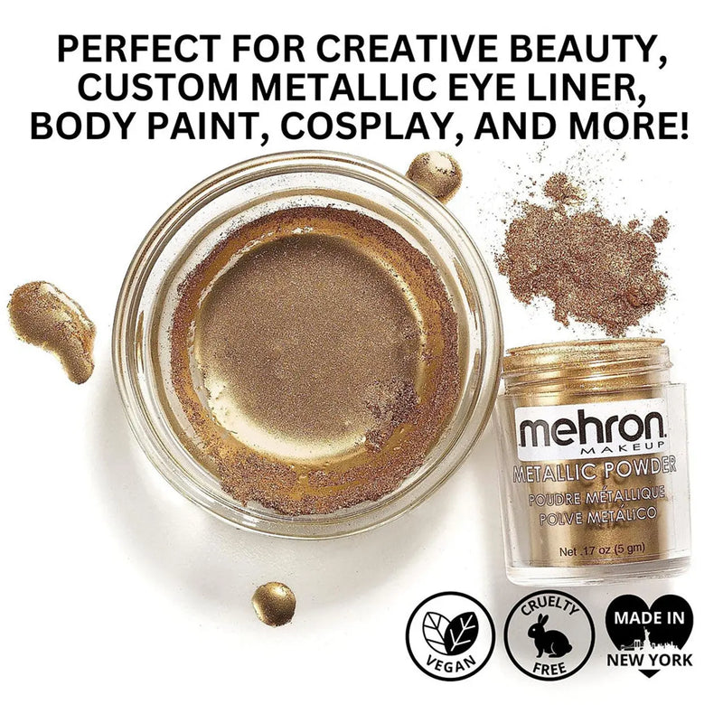 Mehron Makeup Metallic Powder Gold with Mixing Liquid
