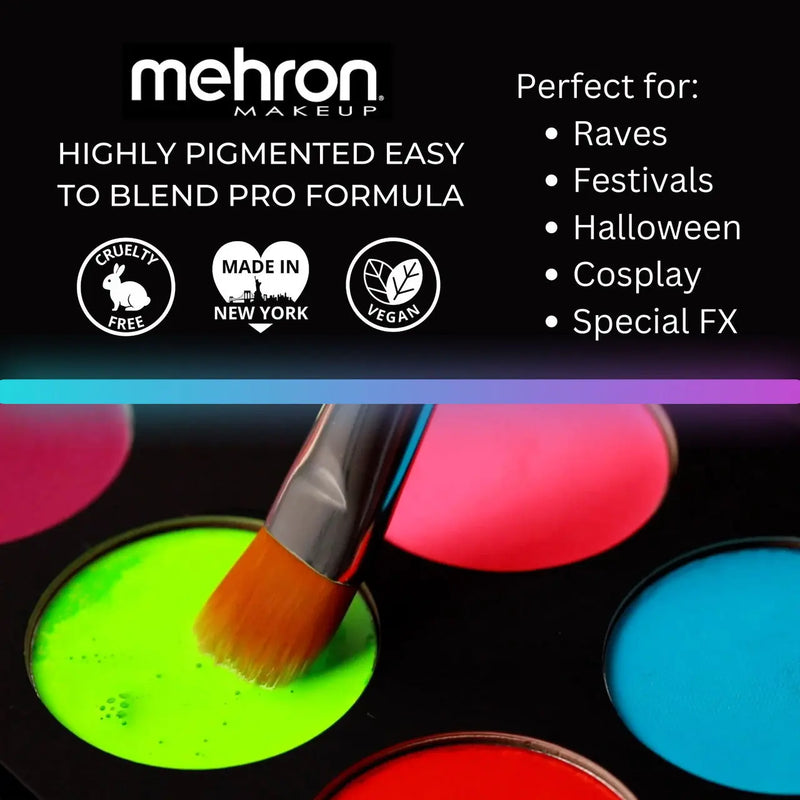 Mehron Makeup Paradise FX 8 Color Magnetic Palette Neon UV Glow