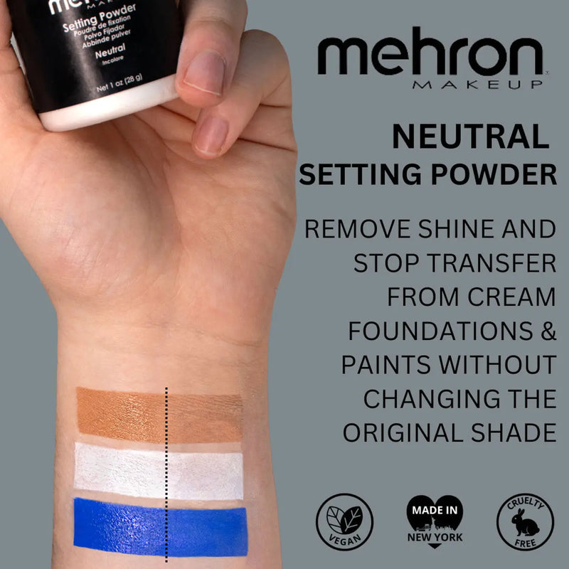 Mehron Makeup Colorset Setting Powder Translucent 28 gr., transparante setting powder, foto 5 van 5