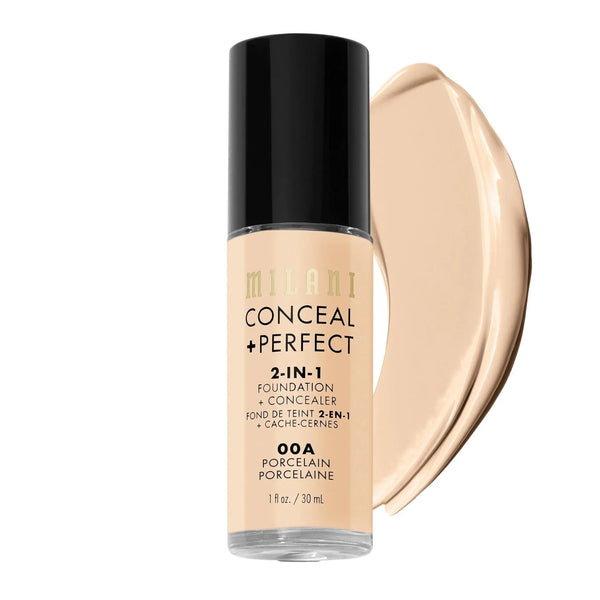 Milani 2-in-1 Foundation and Concealer 00A Porcelain, full coverage foundation en concealer
