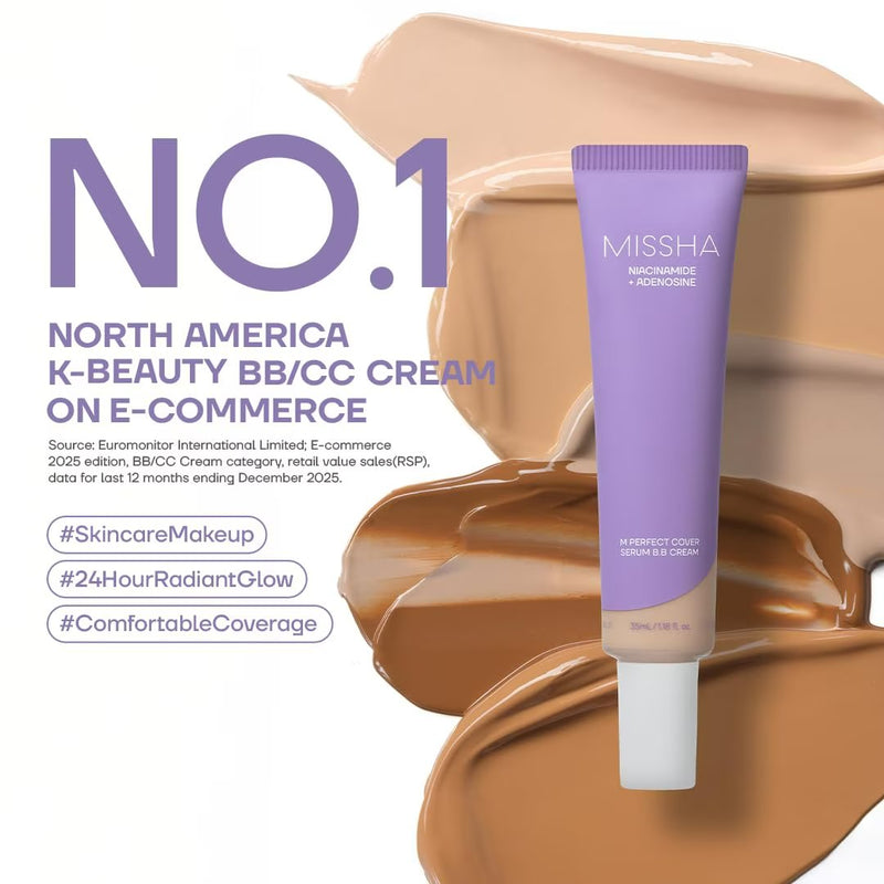 Missha M Perfect Cover Serum B.B Cream Pro 21 Light Beige, verzorgende BB-crème, foto 2 van 6