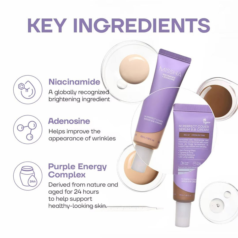 Missha M Perfect Cover Serum B.B Cream Pro 21 Light Beige, verzorgende BB-crème, foto 5 van 6
