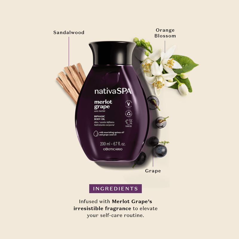 Native Nativa Spa Merlot Grape Moisturizing Body Oil, hydraterende lichaamsolie, foto 2 van 2