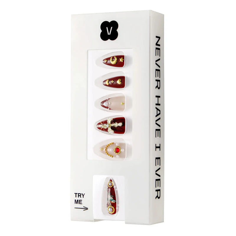 Never Have I Ever Press-On Nails Burgundy Cherub