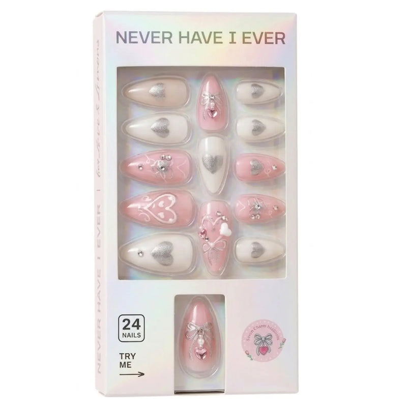 Never Have I Ever Press-On Nails Hearts of Pearls