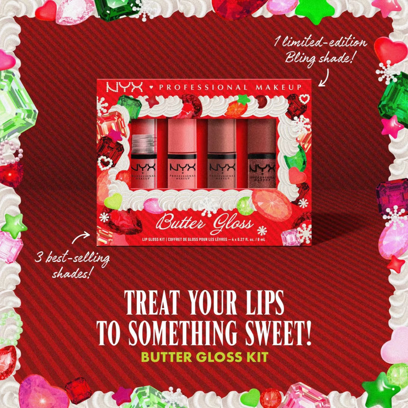 NYX Professional Makeup Bling the Halls Butter Gloss Kit, limited edition lipgloss set, foto 8 van 9