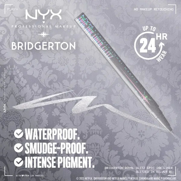 NYX Professional Makeup Bridgerton Epic Ink Liner Glitz 01 Glitzed In Silver