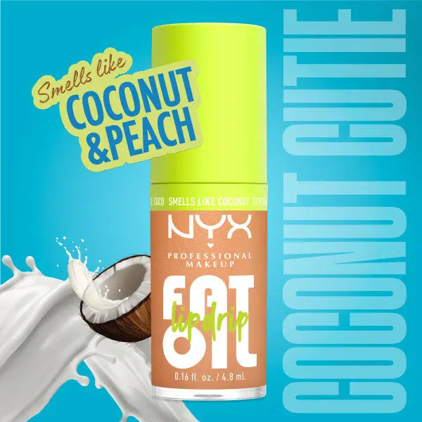 NYX Professional Makeup Fat Oil Coconut Cutie Lip Drip, hydraterende lipolie met glanzende finish