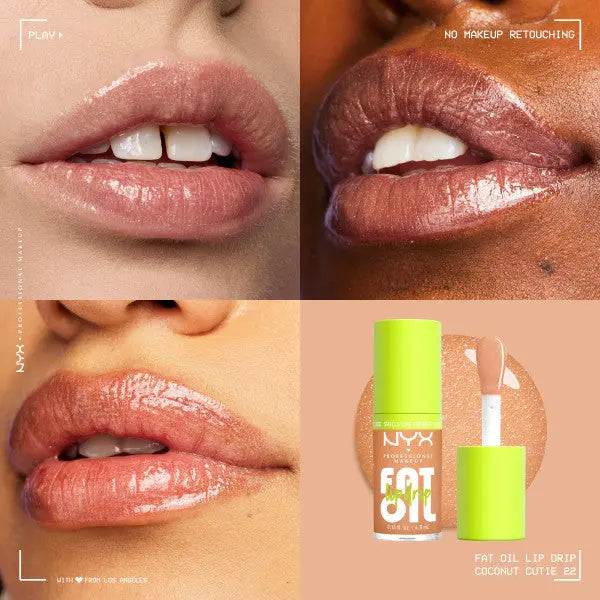 NYX Professional Makeup Fat Oil Coconut Cutie Lip Drip, hydraterende lipolie met glanzende finish