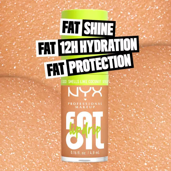 NYX Professional Makeup Fat Oil Coconut Cutie Lip Drip, hydraterende lipolie met glanzende finish