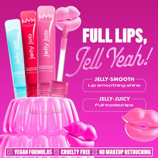 NYX Professional Makeup Jelly Job Lipgloss Just Jelly, doorzichtige lipgloss met kersengeur