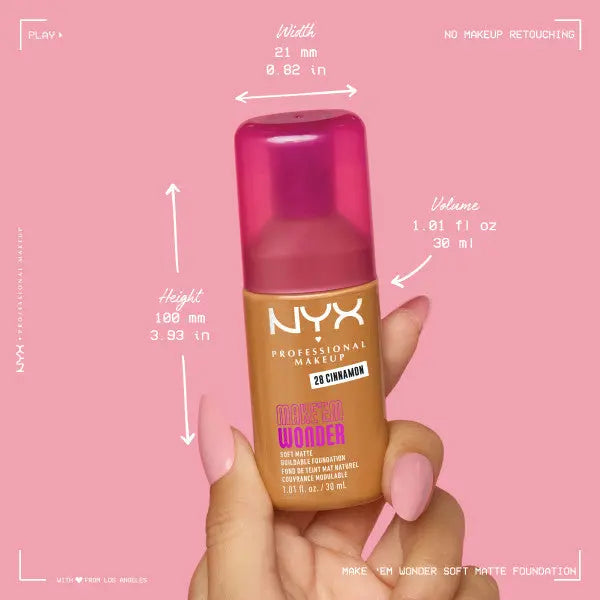 NYX Professional Makeup Make 'EM Wonder Foundation Neutral Tan, matte vloeibare foundation, foto 10 van 10