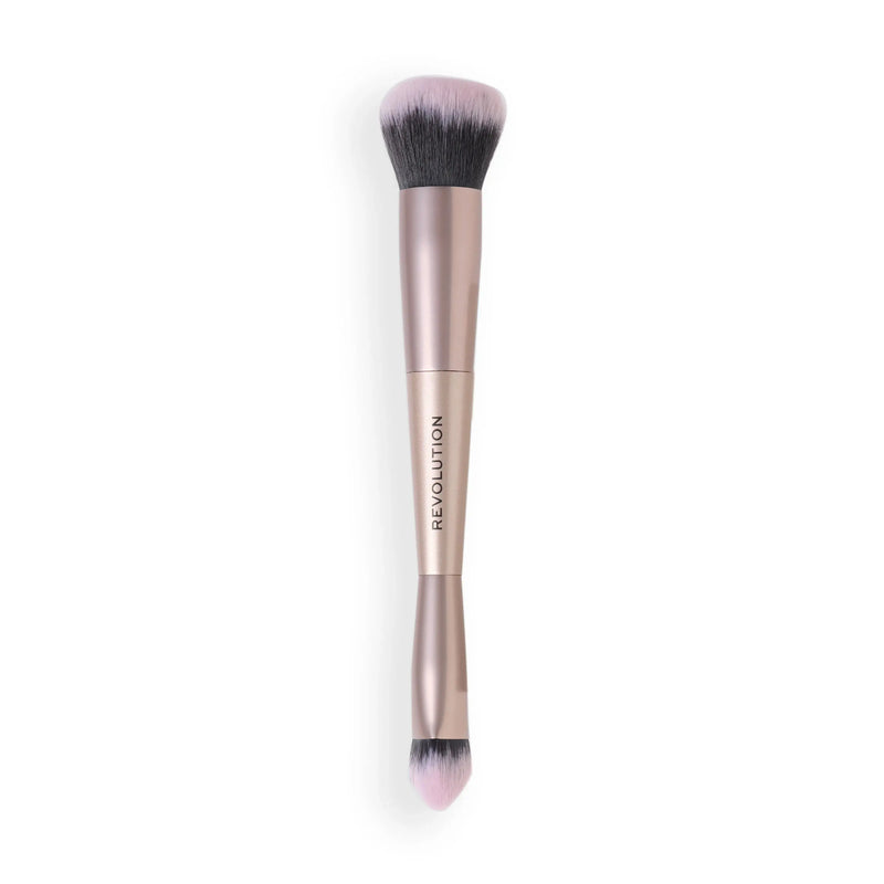 Revolution Flawless Flex Duo Brush, dubbelzijdige make-up kwast voor foundation en concealer.