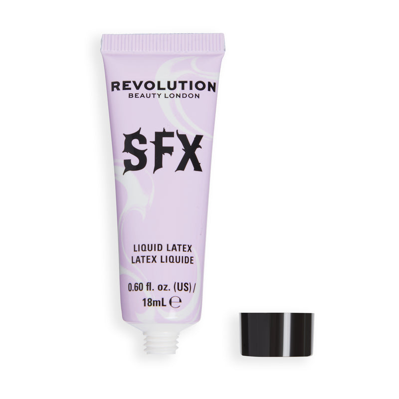 Geopende tube SFX Liquid Latex met de dop ernaast