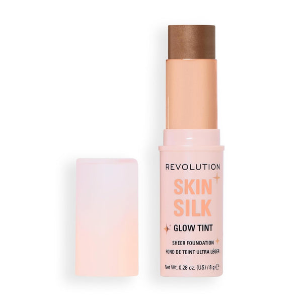 Revolution Skin Silk Glow Tint Sheer Foundation Stick Dark Neutral Cool, foundation in stickvorm met een stralende finish.