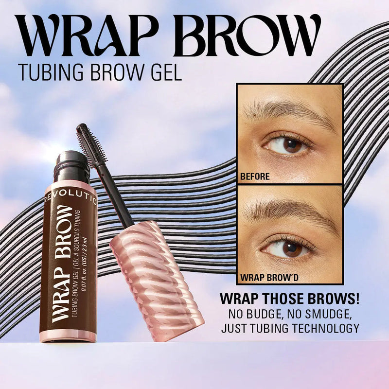 Revolution Wrap Brow Ebony Black, tubing wenkbrauwgel in de kleur zwart