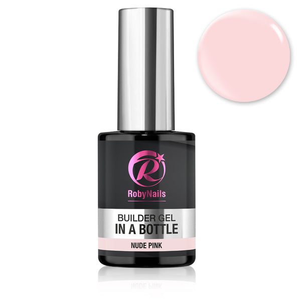 RobyNails Builder Gel In A Bottle Nude Pink, builder gel in flesje met kwastje