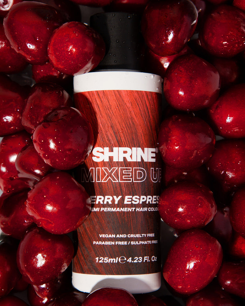 Shrine Mixed Up Semi Permanent Hair Dye Colour Cherry Espresso, semi-permanente haarverf voor kersenrood en kersenbruin haar,