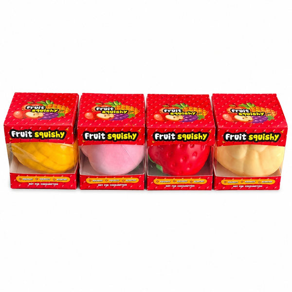 Mystery Slow Rise Fruit Squishy 8x8 cm van Boozyshop, zachte squishy in de vorm van fruit