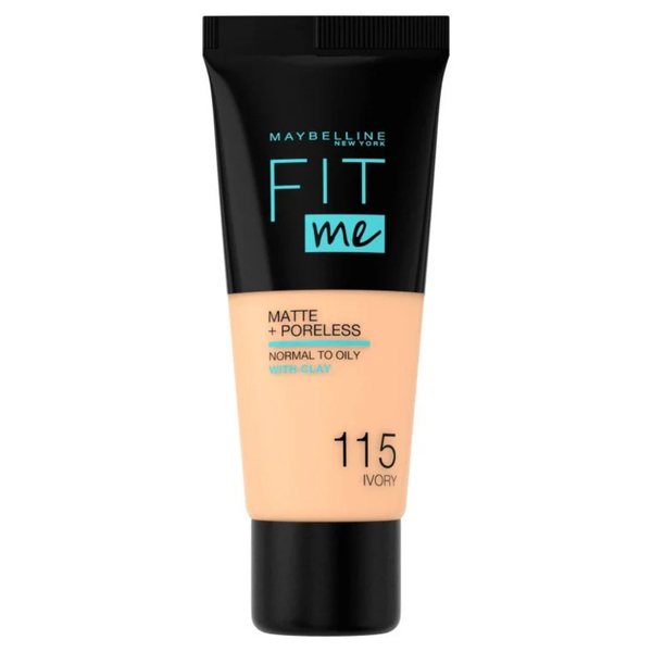 Maybelline Fit Me Matte and Poreless Foundation 115 Ivory, vloeibare foundation voor een matte finish