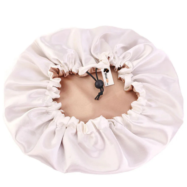 African Fabs Khaki Satin Hair Bonnet Reversable