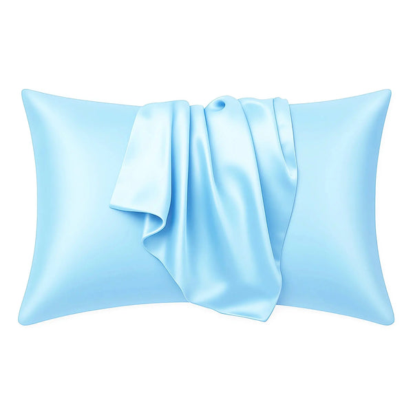 African Fabs Silky Satin Pillowcase Light Blue
