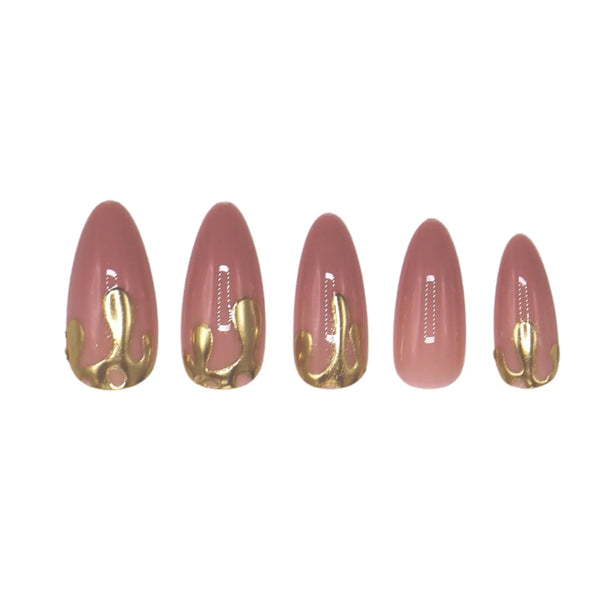 Boozyshop 24 pcs Press On Nails Dripping Gold