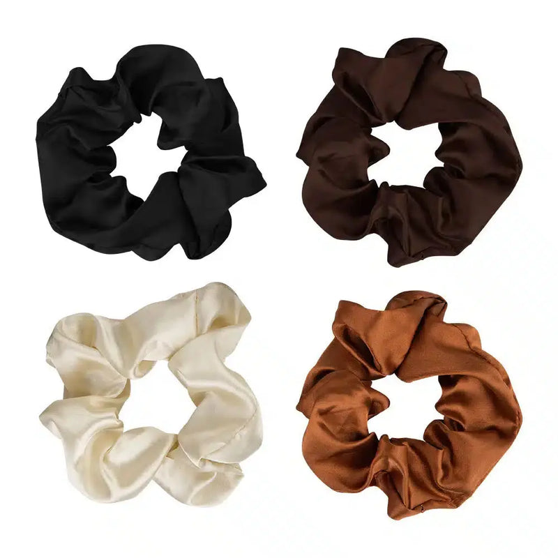 Brushworks Nude Satin Scrunchies Set