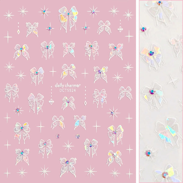 Daily Charme Bejeweled Nail Art Sticker Dreamy Ribbon Bows