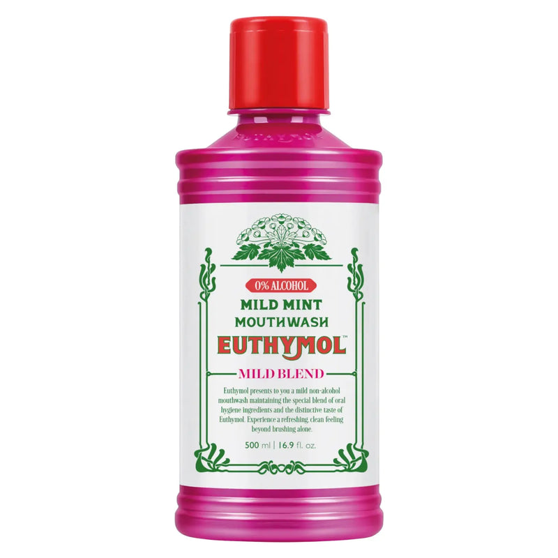 Euthymol Mouthwash Mild Mint 500 ml, mondwater met milde mintsmaak