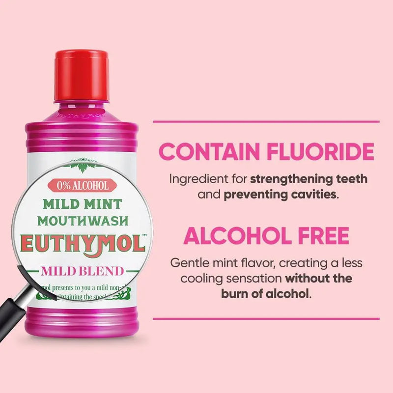 Euthymol Mouthwash Mild Mint 500 ml, mondwater met milde mintsmaak, foto 2 van 2